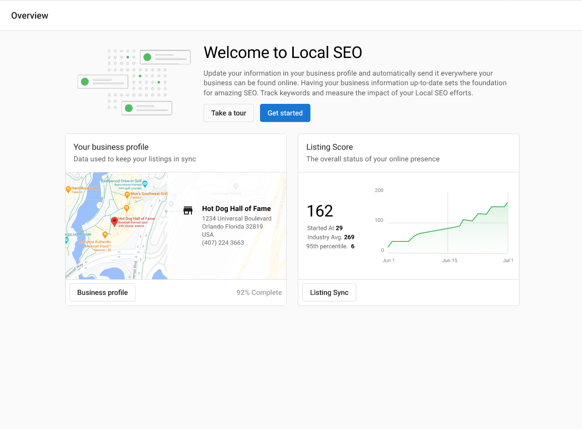 Local SEO Dashboard Overview